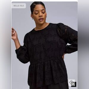 Torrid Black Lace Peplum Blouse
